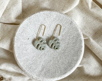 Monstera Era Earrings| Polymer clay | Plants | Sage Green