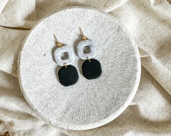 Gia Granite Dangle Earrings | Gold | Silver | Polymer Clay