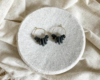Harper Hoop Beaded Earrings | Black