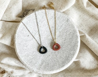 Donut Necklace | Black | Rust | Polymer Clay | Jewelry