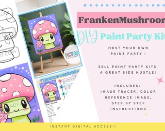 FrankenMushroom DIY Paint Party Kit | Digital Download | Paint & Sip Printable | Beginner Acrylic Painting | Step-by-Step Instructions
