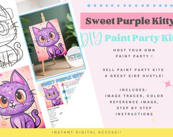 Halloween Kitten DIY Paint Party Kit | Digital Download | Paint & Sip Printable | Beginner Acrylic Painting | Step-by-Step Instructions