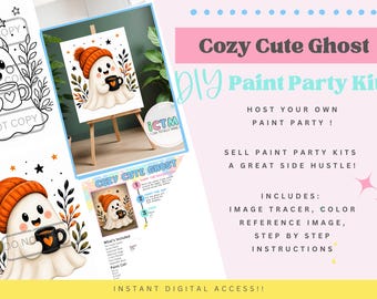 Cozy Cute Ghost Paint Party Kit | Acrylic Painting Tracer (Digital Download)