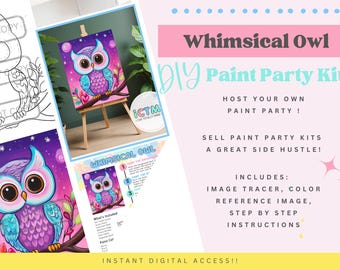 Whimsical Owl Paint Party Kit | Beginner Acrylic Painting (Digital Download)