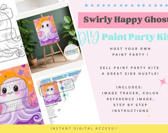 Halloween Ghost DIY Paint Party Kit | Digital Download | Paint & Sip Printable | Beginner Acrylic Painting | Step-by-Step Instruction