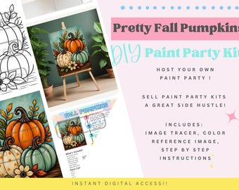 Pretty Fall Pumpkins DIY Paint Party Kit | Digital Download | Paint & Sip Printable | Beginner Acrylic Painting | Step-by-Step Instructions