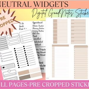GoodNotes | Pre Cropped Digital Sticker Pack | Neutral Widget Sticker Collection | Planner Stickers | Digital Planning | Digital Stickers |