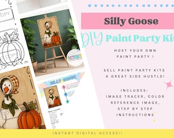 Silly Goose DIY Paint Party Kit | Digital Download | Paint & Sip Printable | Beginner Acrylic Painting | Step-by-Step Instructions