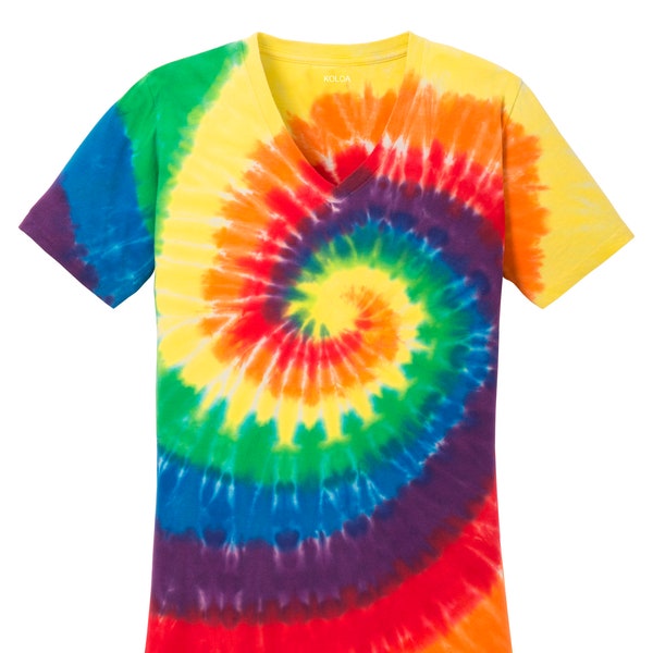 Koloa Surf Co Ladies Colorful Rainbow Tie-Dye V-Neck Tee - Sizes XS-4XL