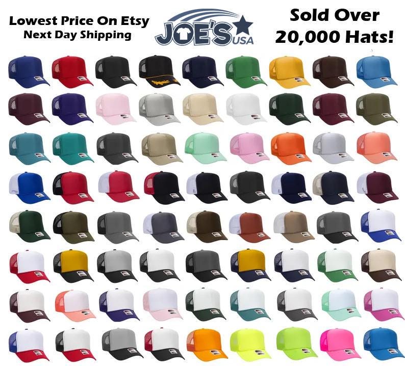 Blank Otto Trucker Hat 5 Panel High Crown Mesh Back Polyester Foam Front Trucker Hat