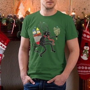 Vintage Krampus With Naughty Children Retro Christmas Krampus Design Gothic Christmas, Dark Christmas Adult Short-Sleeve Unisex T-Shirt