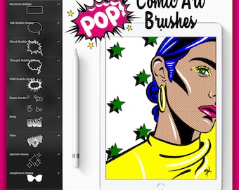Procreate Pop Art Brushes: Comic & Texture Stamps (50) (Digital Download)