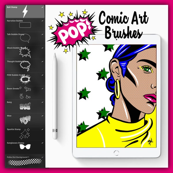 Procreate Pop Art Brushes, Procreate Pop Art Brush, Procreate Brushes, Procreate Brush, Procreate Stamps, Procreate Stamp, Procreate, IPad