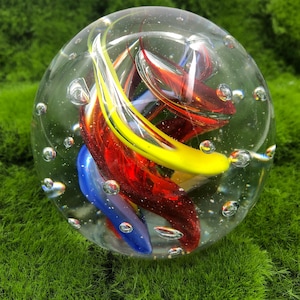 Glass Paperweight,Decorative Paperweight, Art Glass Paperweight, Blown Glass Paperweight, Glass Paperweight Sculpture,Ball Shape Gifts