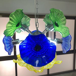 Murano Glass Chandelier, Chandelier Lighting, Floral Ceiling Light, Glass Chandelier, Floral Home Decor,Plate Chandelier