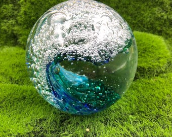 Clear glass paperweight,wave sculpture,glass figures,glassblowing,Round Paperweight,Teardrop Paperweight,Home Decor