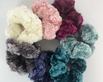 Handmade Fluffy Velvet Scrunchies – Thick Hair Ties
