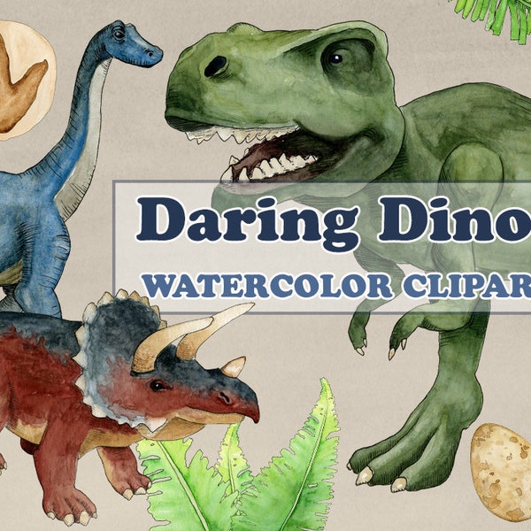 Dinosaur Clip Art - Dino Clipart - Dinosaur Clipart Watercolor - Commercial Use Clip Art - Realistic Dinosaur Clipart