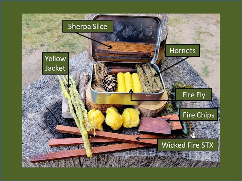 Survival Fire Starter Wood Tinder Blend has Chunks and Light Etsy