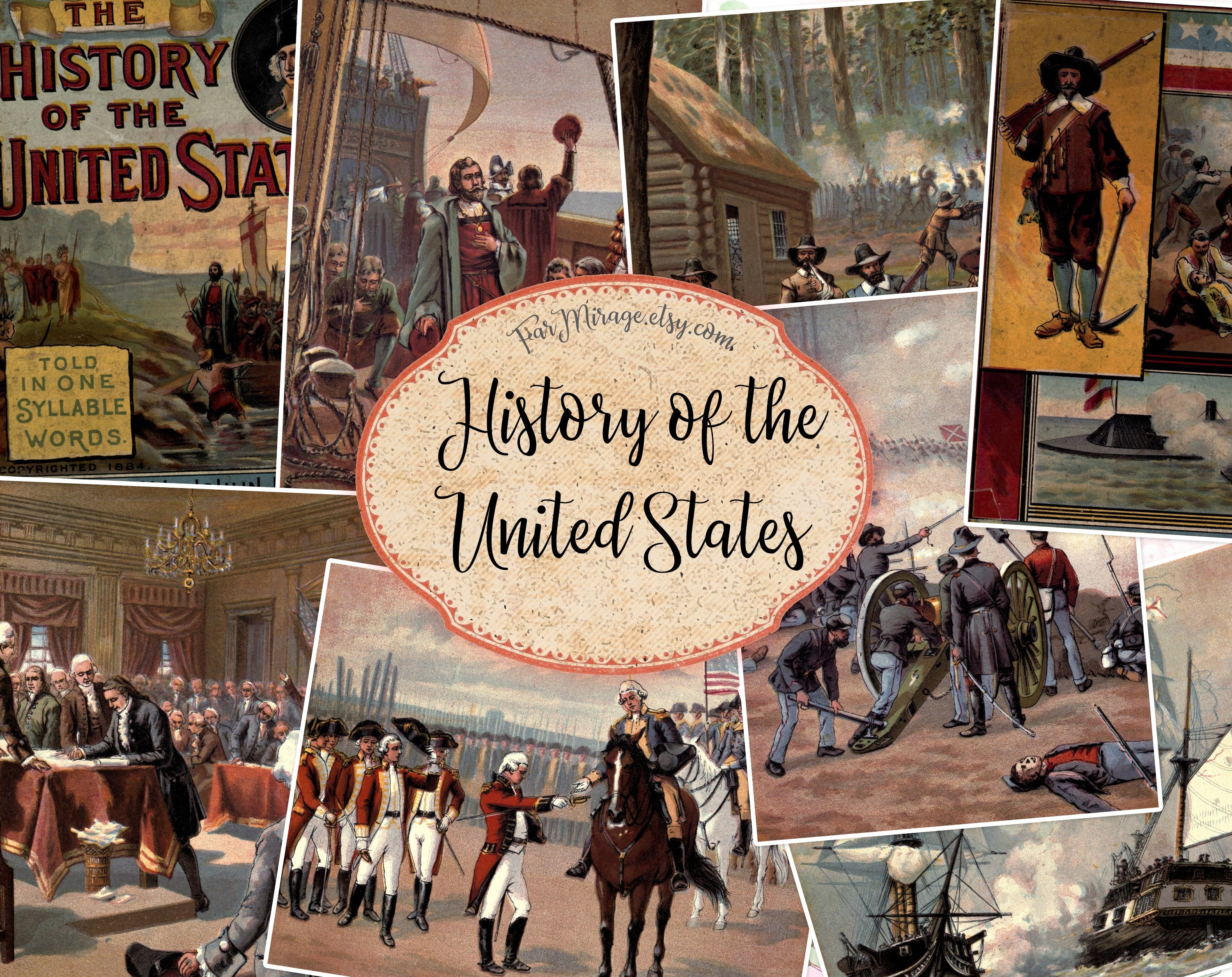 GESCHICHTE der VEREINIGTEN STAATEN Set von 8 alten Etsy