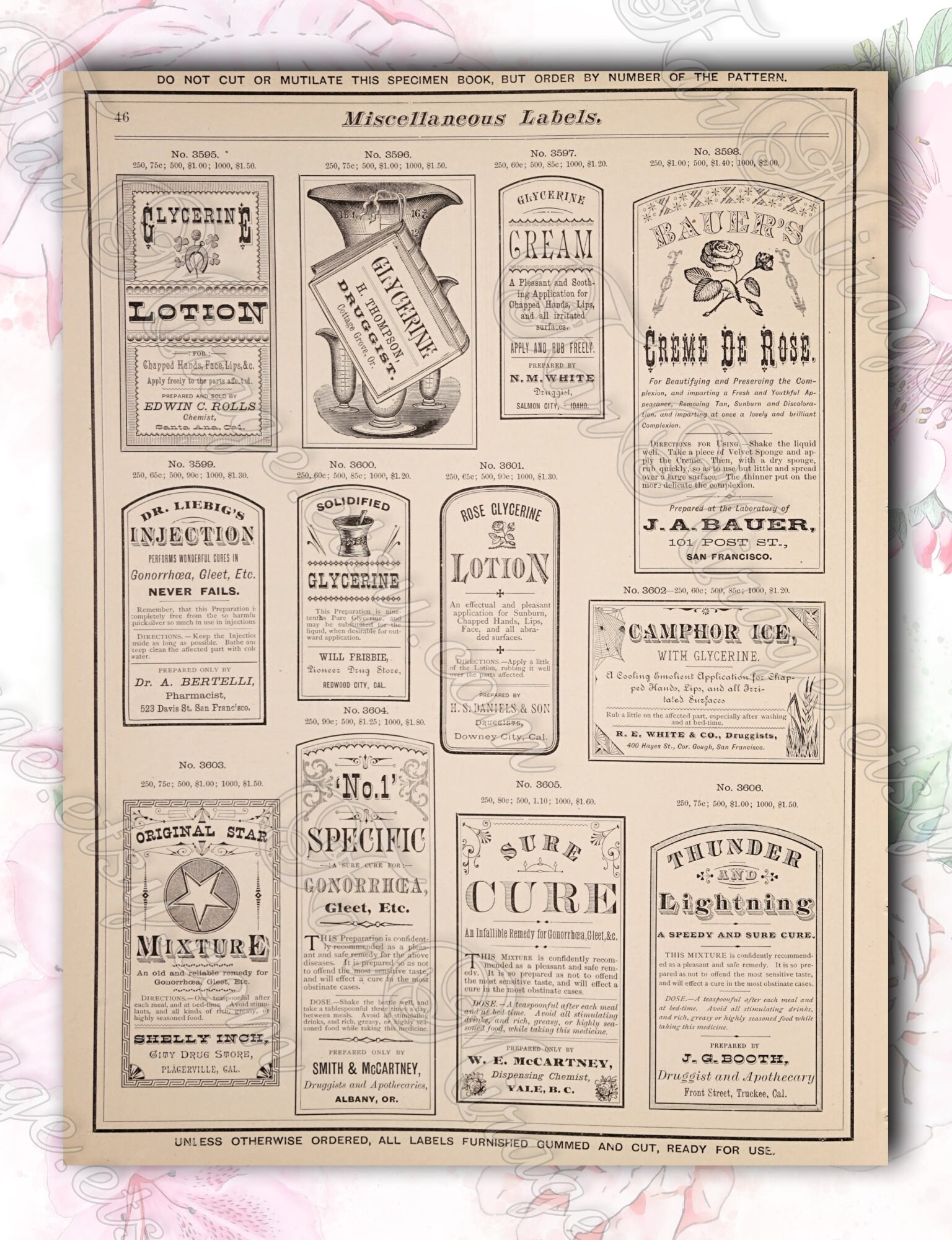 Vintage apothecary labels for printing