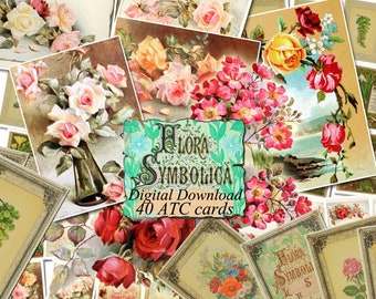 digital collage sheet 40 atc cards Printable Instant Download Image ...