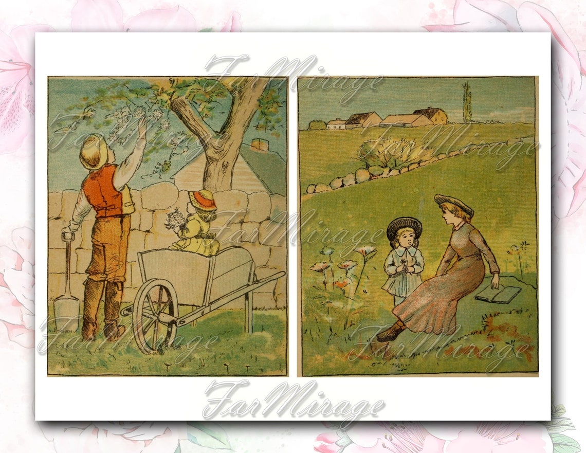 LITTLE FOLK set of 12 old illustrations prints sheets paper | Etsy