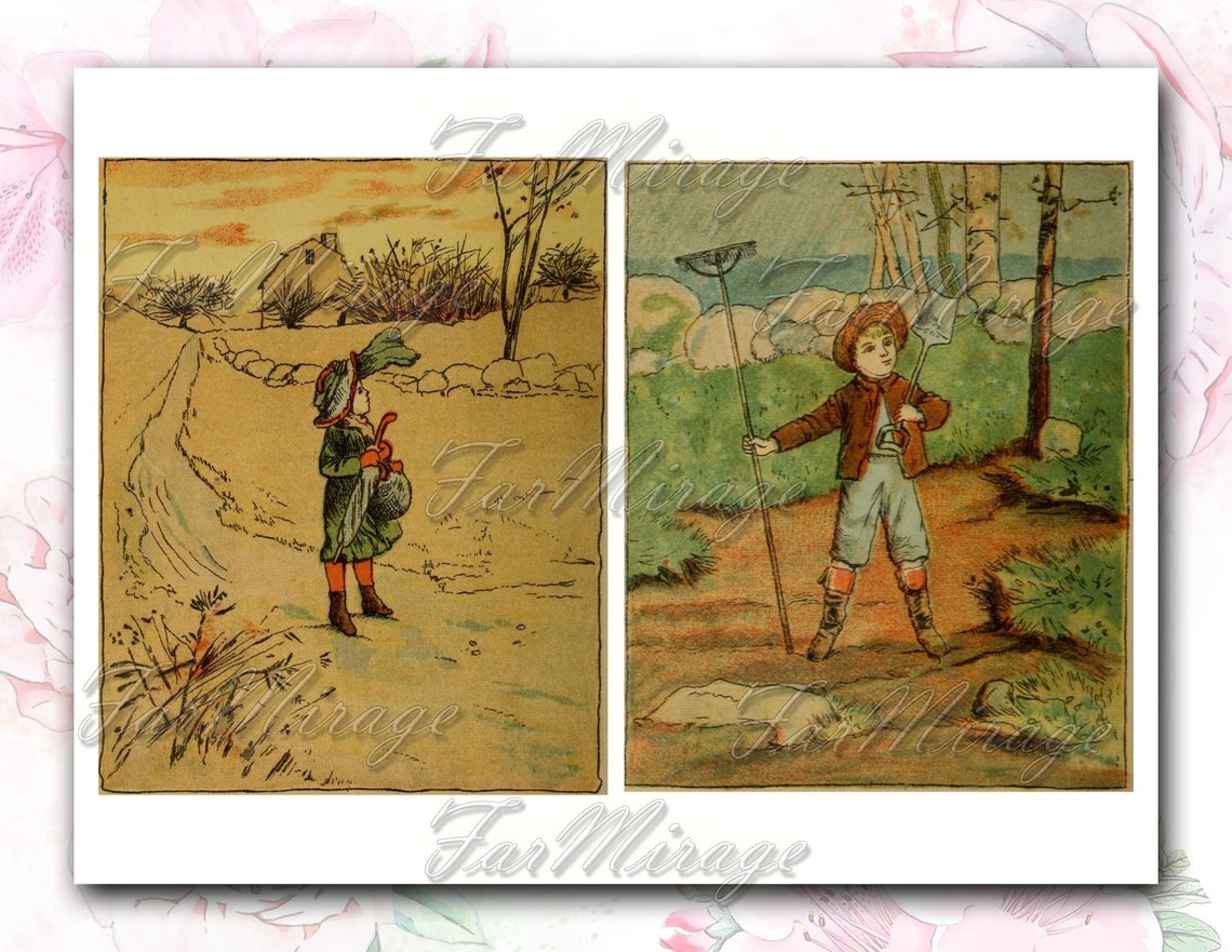 LITTLE FOLK set of 12 old illustrations prints sheets paper | Etsy