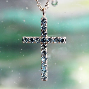 Med_II aquamarine cross necklace, aquamarine cross necklace, aquamarine gold cross necklace, cross necklace, baptism gift, christian, faith