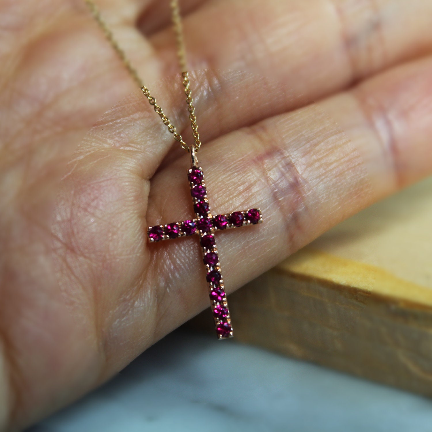 Medium I Ruby Cross Necklace Ruby Cross Necklace Cross Etsy