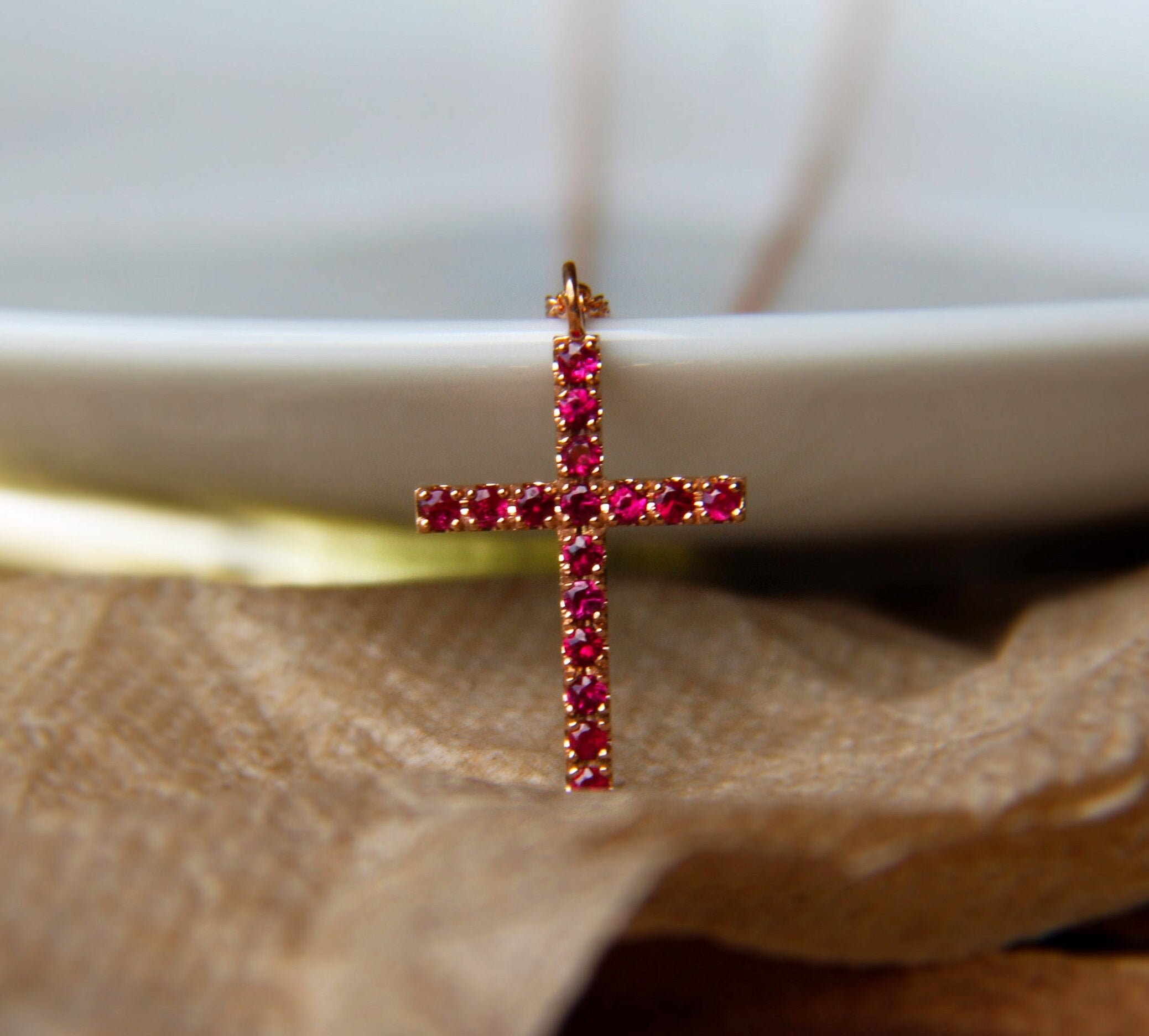 Medium II Ruby Cross Necklace Ruby Cross Necklace Cross Etsy Canada