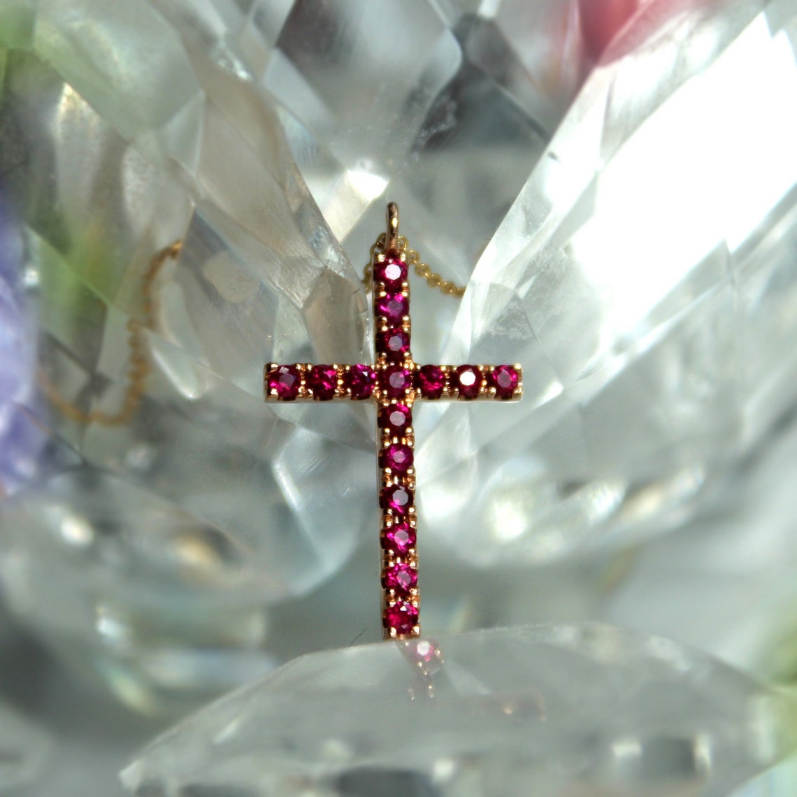 Medium I Ruby Cross Necklace Ruby Cross Necklace Cross Etsy