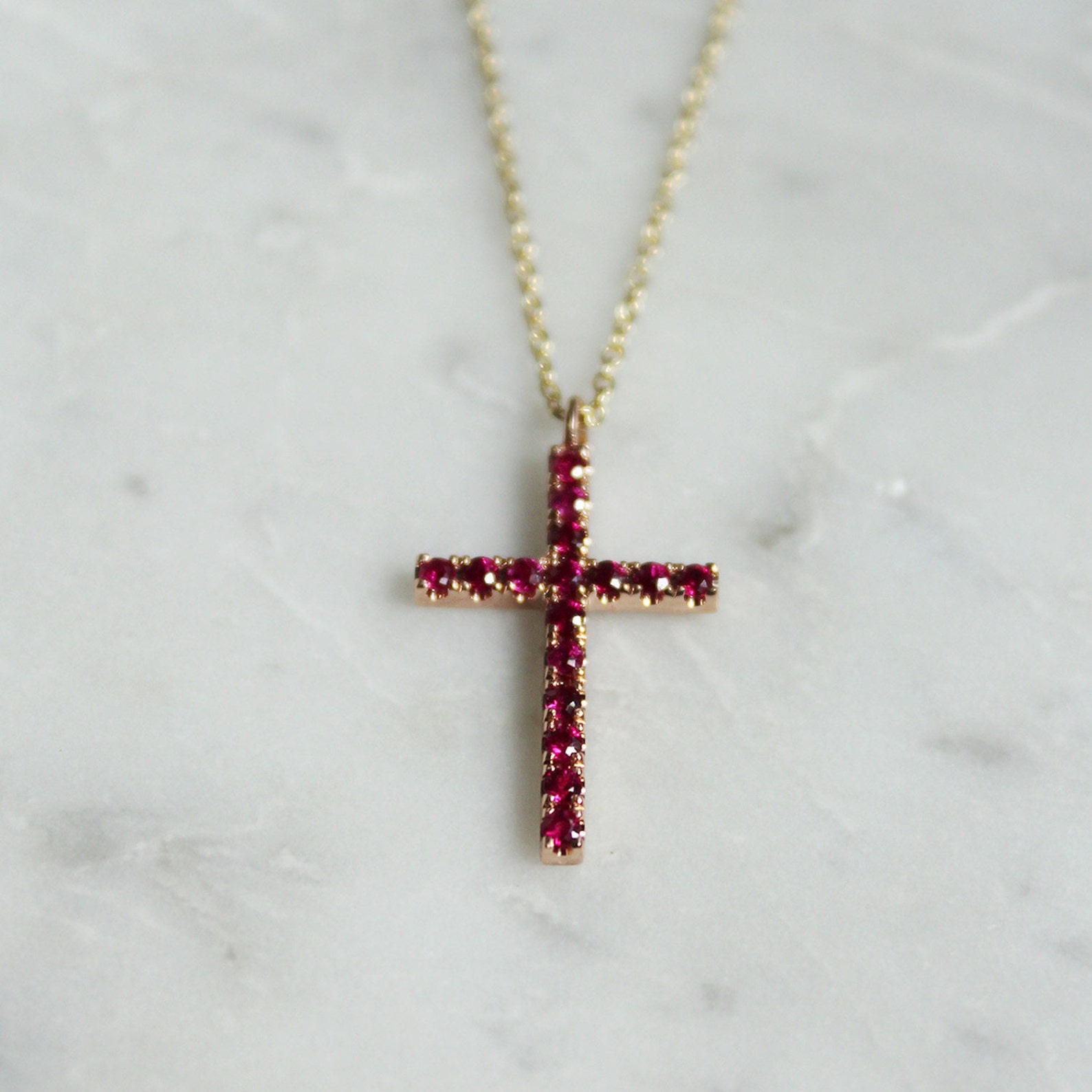 Medium I Ruby Cross Necklace Ruby Cross Necklace Cross Etsy