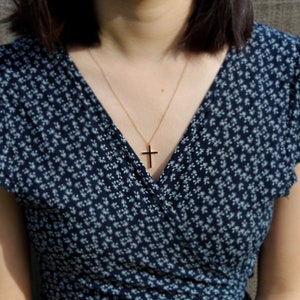 long gold cross necklace, 14k gold cross necklace, faith pendant, christian gift for women, baptism gift for women, christian jewelry cross
