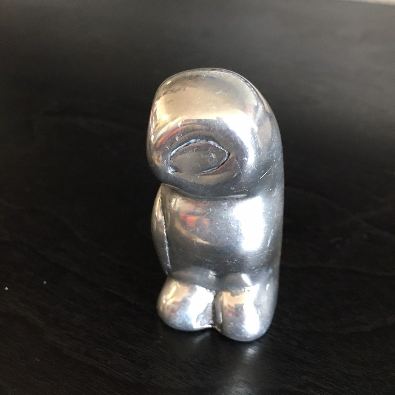 Vintage MCM Cast Aluminum Metal Owl Sculpture Signed Hiselton Canada and numbered 275