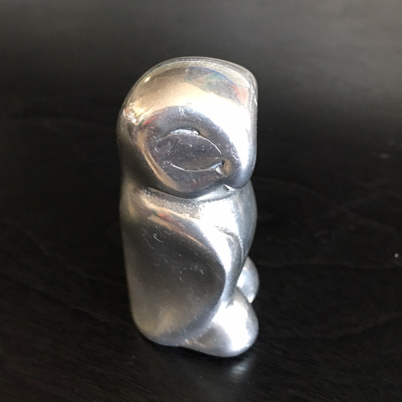 Vintage MCM Cast Aluminum Metal Owl Sculpture Signed Hiselton Canada and numbered 275