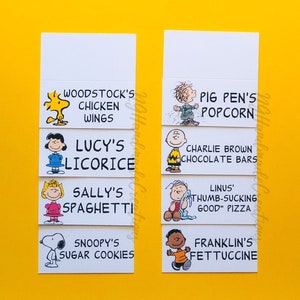 Peanuts, Charlie Brown and friends food place cards (8)