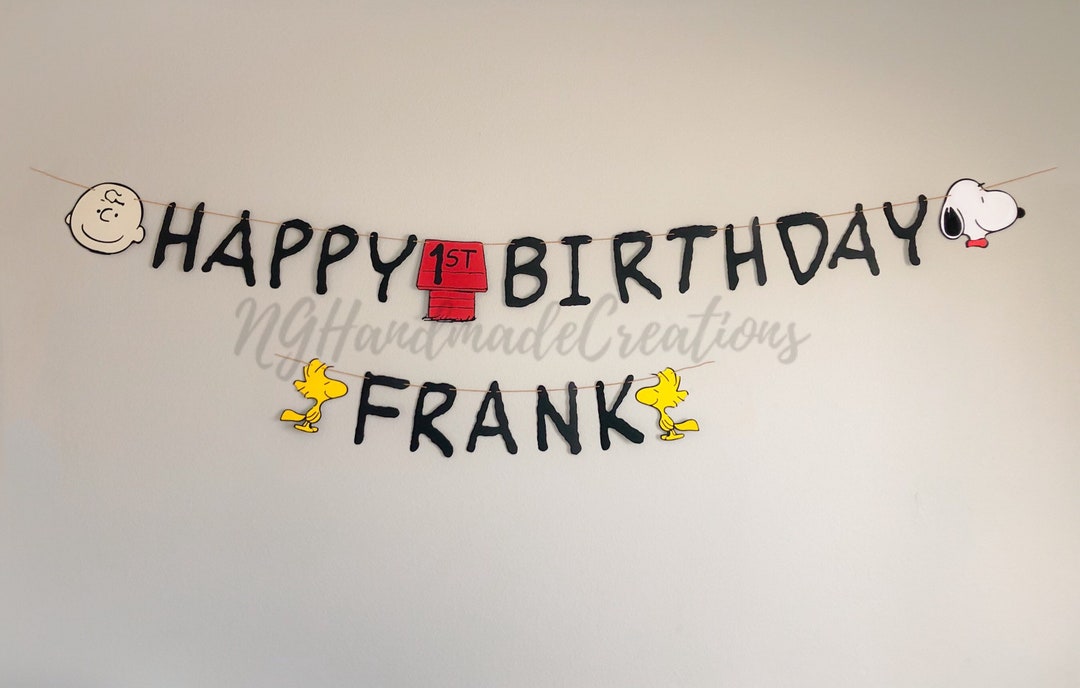 Peanuts Charlie Brown and Snoopy Birthday Banner Etsy