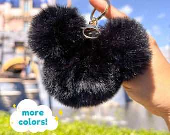 Fluffy Mickey Pom Keychain/ Cute Disney inspired accessory/ Disney decor/ backpack wall hanging Mickey Charm