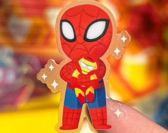 Spiderman with Ironman Plushie Transparent Disney Laptop Sticker/ Avengers Marvel planner stationery decal water bottle cell phone