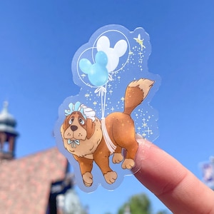 Nana with Tink Mickey Balloon Transparent Sticker/ Peter Pan Tinker Bell Pixie Dust Disney decal cell phone case water bottle sticker