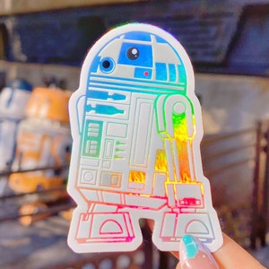 R2D2 Holographic Droid Sticker/ Star Wars Disney Laptop Stickers/Mickey Vinyl Decals/ Batuu Galaxy's Edge / Bujo  Journal