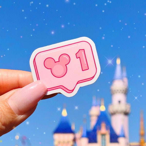 Mickey Instagram Like Button Sticker/ Pink Love Disney Laptop Stickers/ Disney Vinyl Decals/ IG Facebook Social Media icon/ Pastel Aesthetic