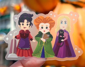 Sanderson Sisters Trio Transparent Sticker/ Hocus Pocus Witches Halloween Disney Laptop cell phone water bottle decals