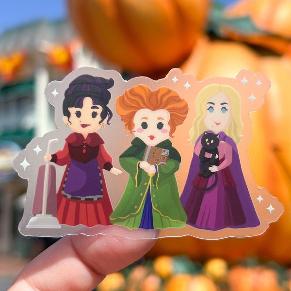 Sanderson Sisters Trio Transparent Sticker/ Hocus Pocus Witches Halloween Disney Laptop cell phone water bottle decals