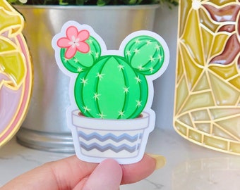 Prickly Mickey Cactus Sticker/ Mickey-shaped Succulent Disney Laptop Stickers/ Disney floral Vinyl Decals/ boho summer indie floral ears