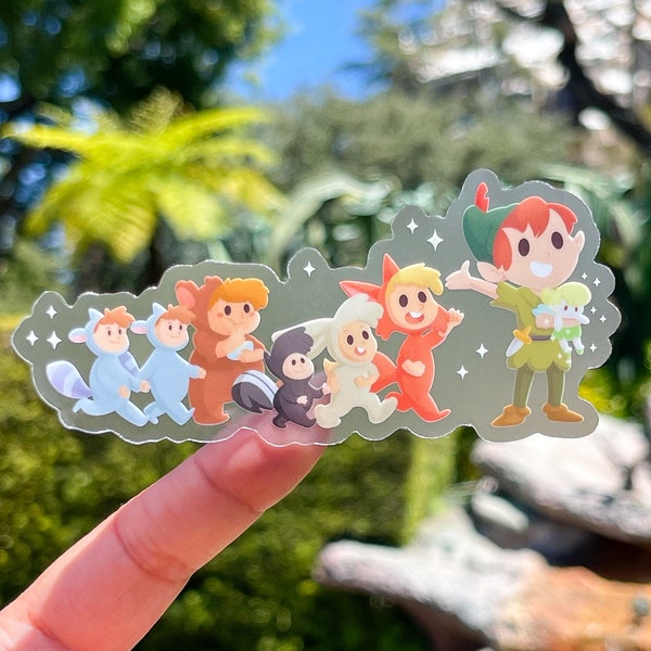 Peter Pan and The Lost Boys Plushie Transparent Disney Laptop Stickers/ Neverland Tinker Bell planner stationery decal water bottle phone