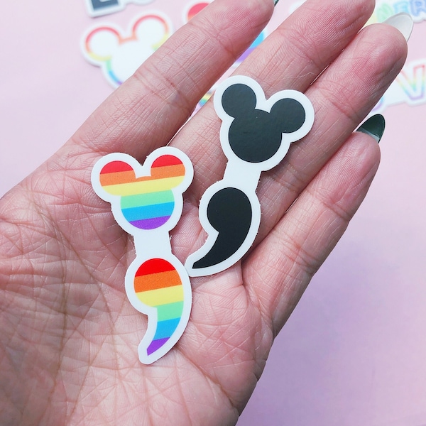Semicolon Disney Mickey Rainbow sticker/ Gay Pride LGBTQ+ Suicide Mental Health laptop water bottle/ bullet journal planner decal stationery