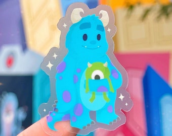 Sully with Mike Plushie Transparent Disney Laptop Stickers/ Monsters Inc planner stationery decal water bottle cell phone