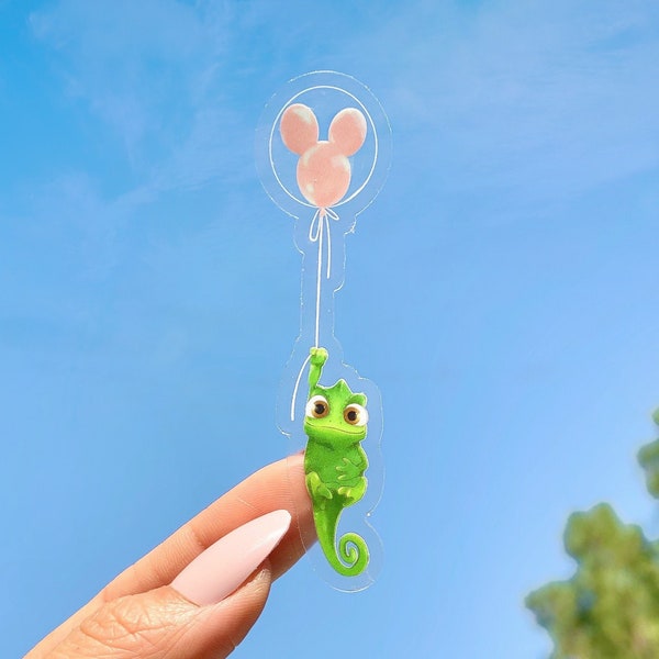 Pascal with Mickey Balloon Sticker - Tangled Rapunzel Vinyl Decal